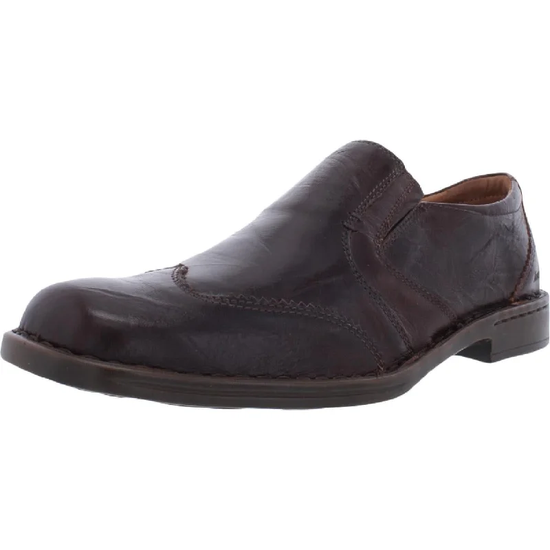 Mens Leather Block Heel Loafers