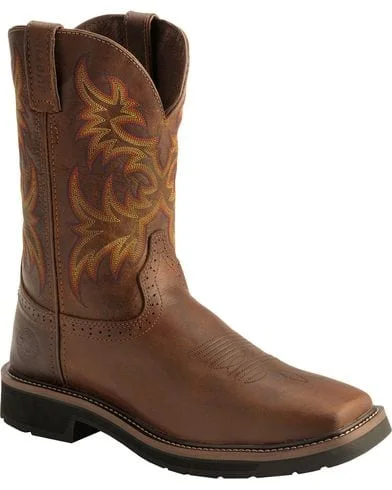 Justin Mens Rugged Western Pull-On Work Boot