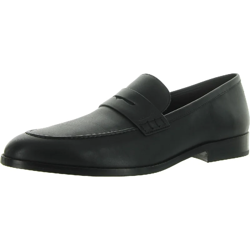 Mens Leather Round Toe Loafers