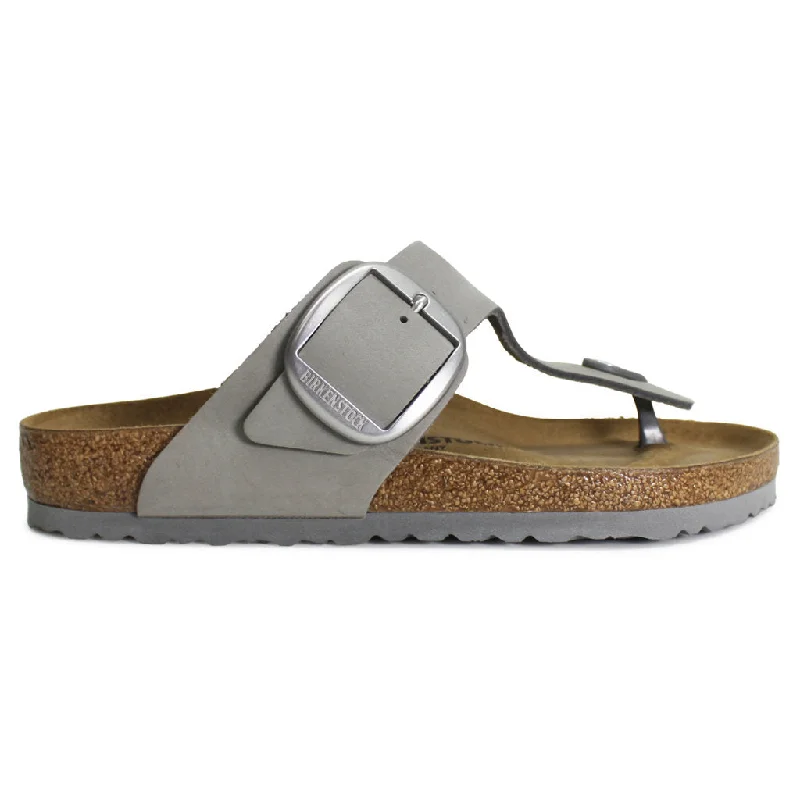 Gizeh Big Buckle Nubuck Leather Unisex Toe Post Sandals