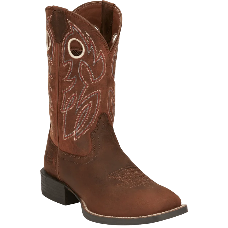 Justin Men's Bowline Pecan Brown Water Buffalo Western Boots SE7523