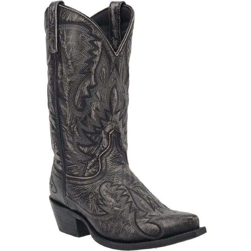 Laredo Men's Garrett Black Leather Cowboy Boots 68407