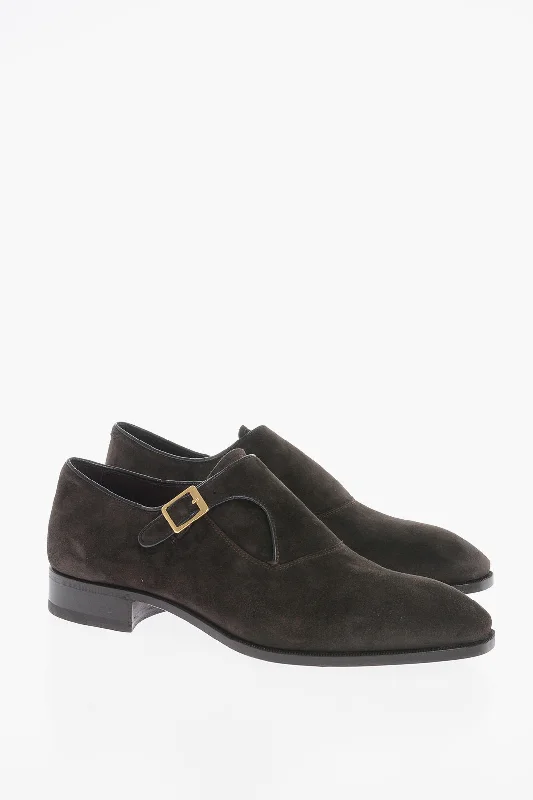 Lidfort Suede Monk Strap Shoes With Golden Buckle