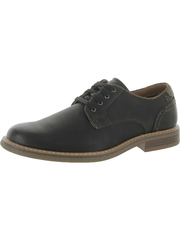 Mens Faux Leather Burnished Oxfords