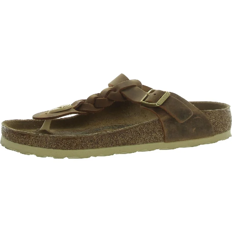 Birkenstock Mens Faux Leather Toe-Post Footbed Sandals