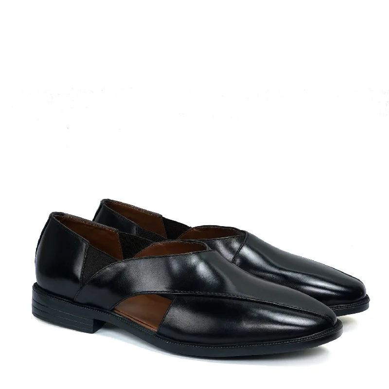 Extra Light Weight Peshawari Sandals in Genuine Black Leather