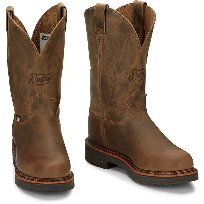 Justin Mens JMax Blueprint Pull On Tan Work Boot Style 4440