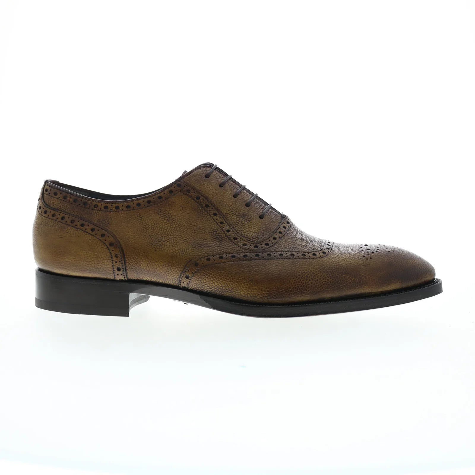 Di Bianco Sorrento Pebble Grain Mens Brown Oxfords Wingtip & Brogue Shoes