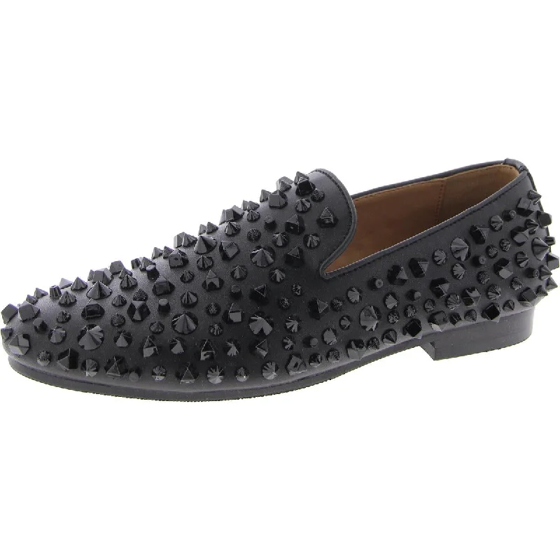 Stefanoo Mens Leather Studded Loafers