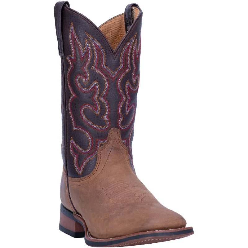 Laredo Men's Lodi Taupe/Chocolate Leather Cowboy Boots 7898